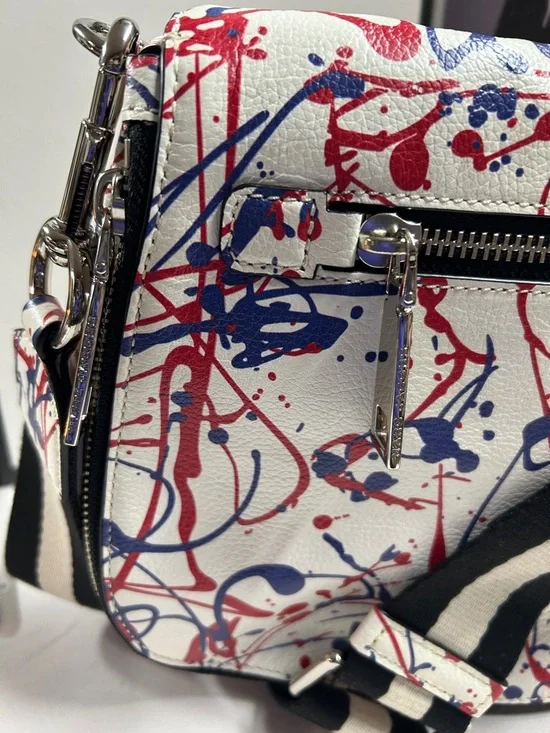 Marc Jacobs Leather Crossbody with Red & Blue Paint-Splatter - Picture 3 of 10
